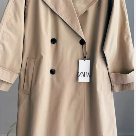 Zara Light Beige Belted Trench Coat - Picture 5 of 12